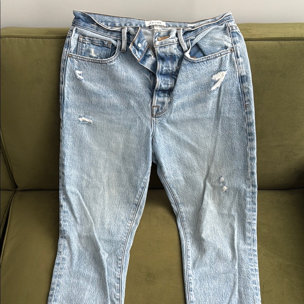 Frame Denim Blue Straight Leg Jeans